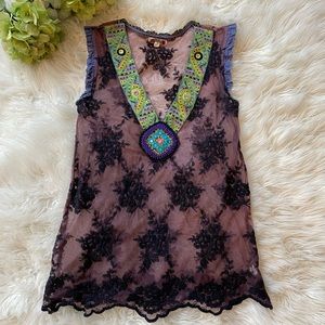 FREE PEOPLE sheer boho tank